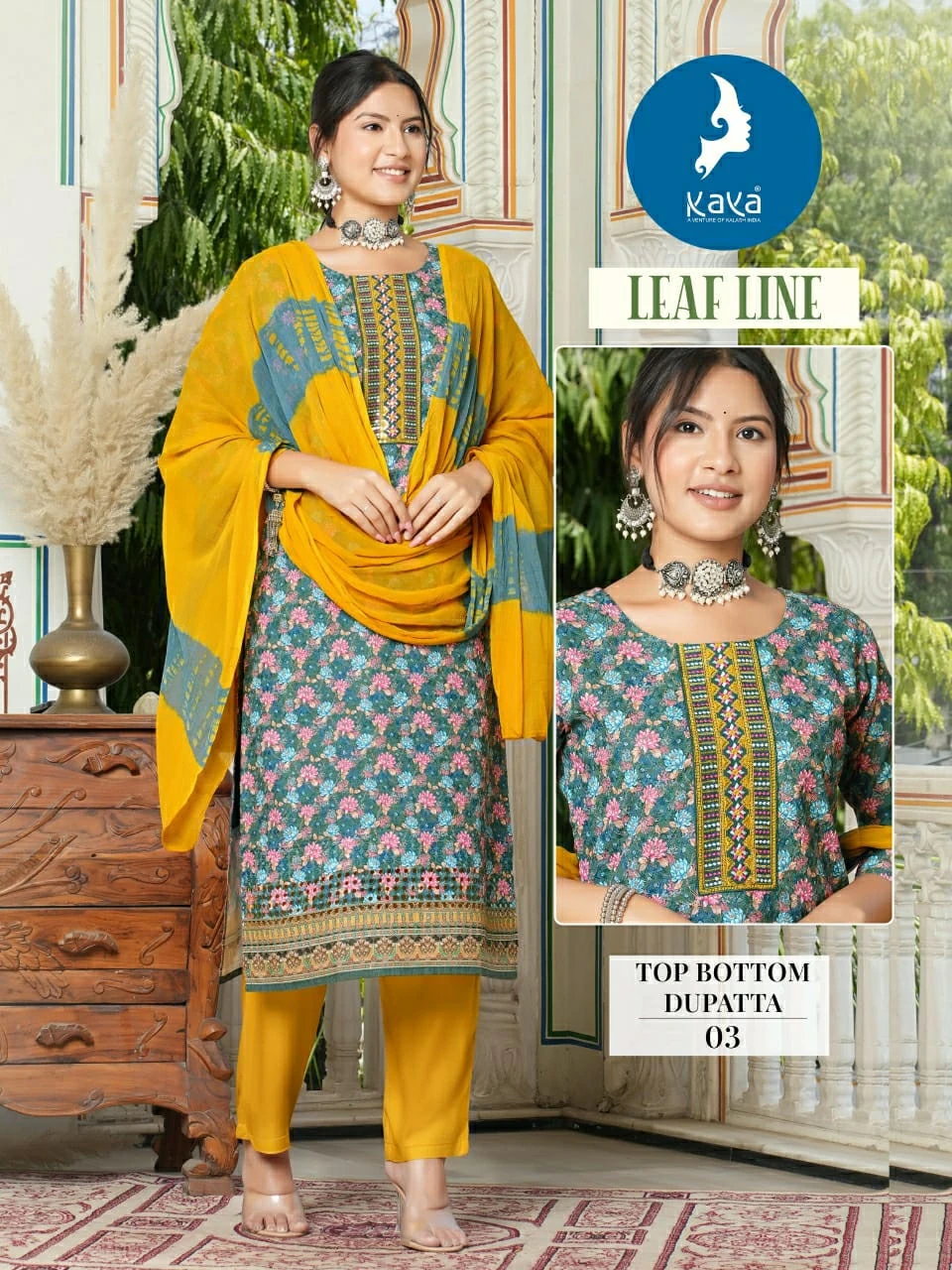 Kaya Leaf Line Cotton Chicken Digital Print Wholesale Readymade Salwar Suit Catalog — Wholesale Readymade Suit, Kaya wholesale from Surat - Gallery Image 5